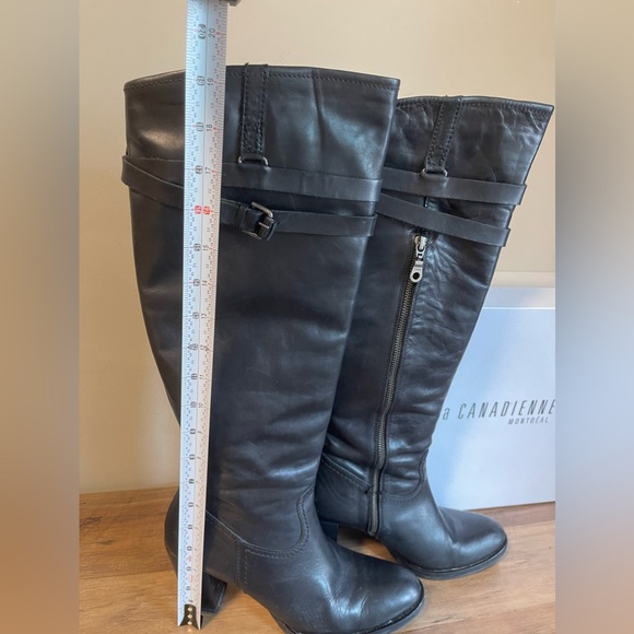 La Canadienne designer black leather knee high boots - Picture 4 of 11